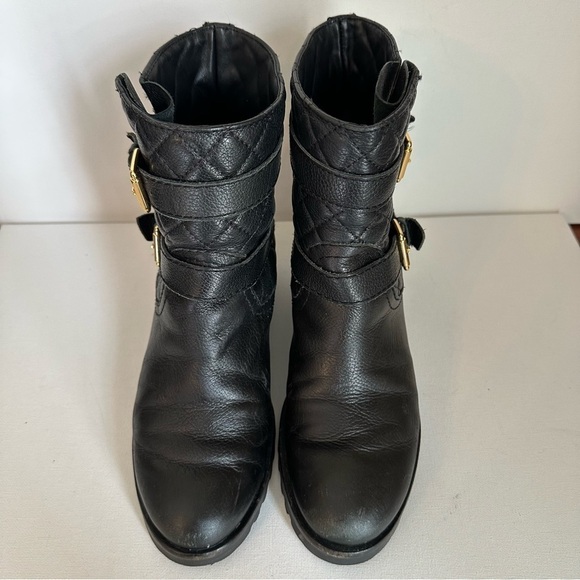Kate Spade Quilted Samara Moto Chunky Black Ankle Boots - Size 6.5 - Picture 4 of 15